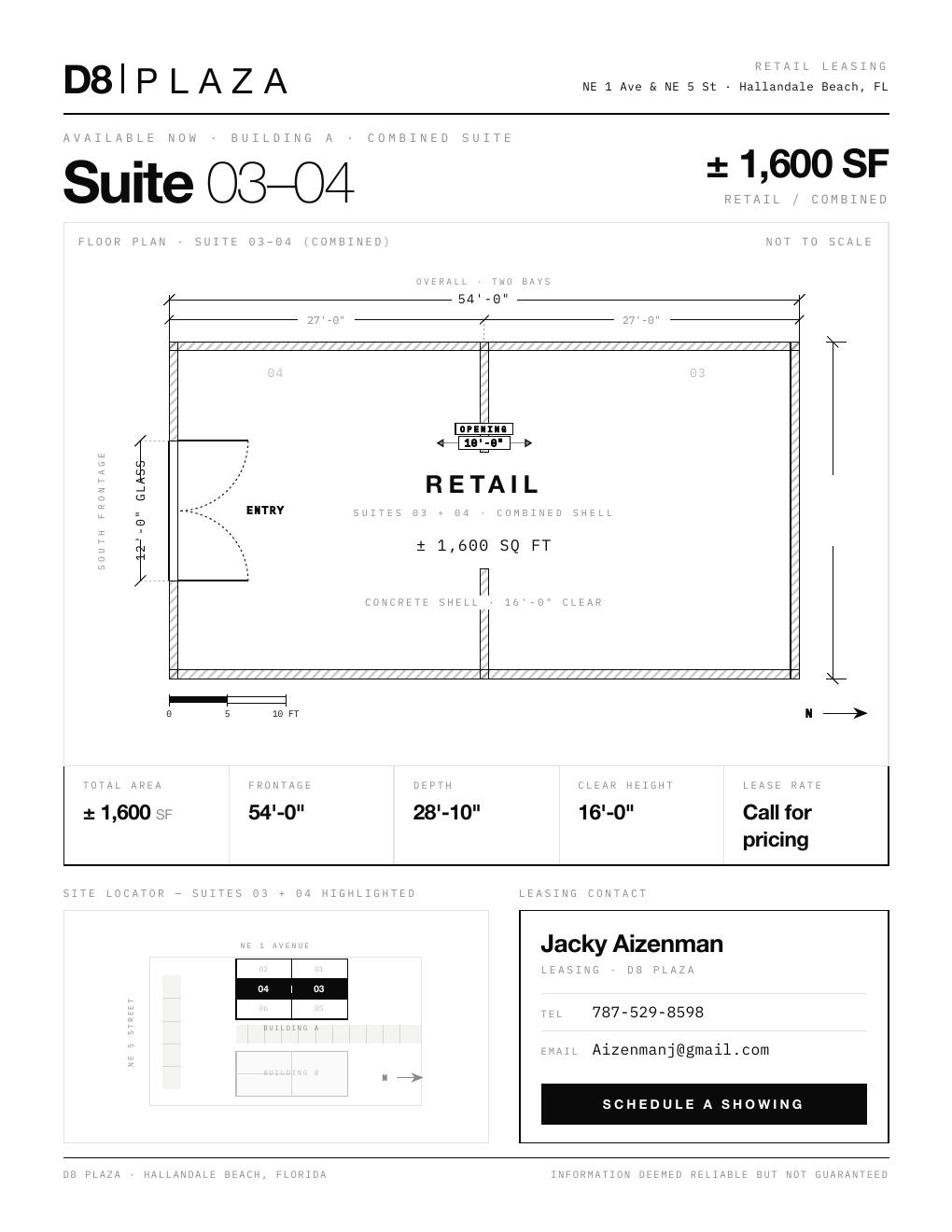 Suites 03 + 04 floor plan — ± 1,600 SF