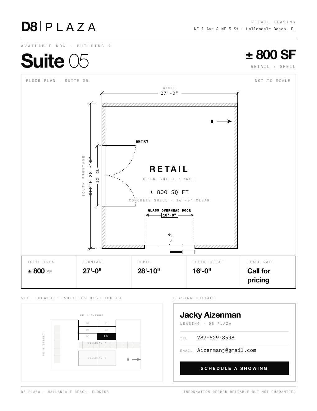 Suite 05 floor plan — ± 800 SF